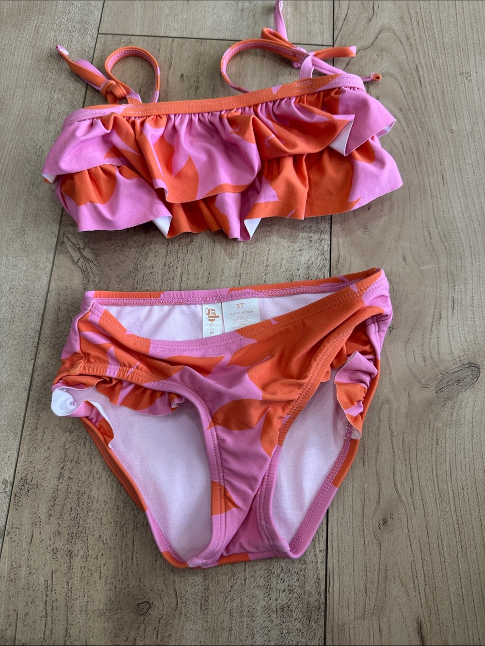 GB girls Pink & Orange Ruffle Two-Piece Bikini